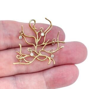 Disney Beauty & The Beast Gold-Tone Sterling Silver 925 CZ Tree Of Life Pendant